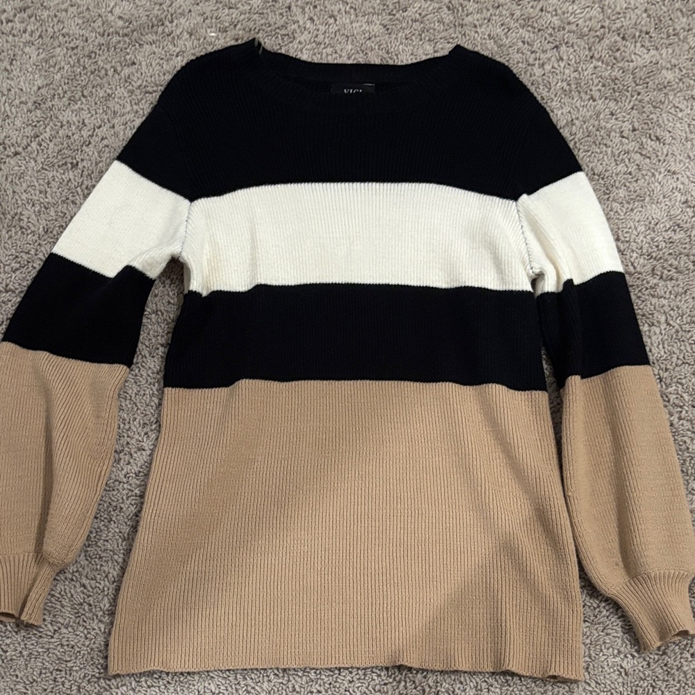 VICI Striped Sweater - Black, White, and Tan